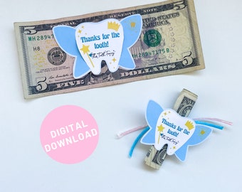 Tooth Fairy Money Holder for Lost Tooth Dollar Insert for Tooth Fairy Visit Last Minute Decoration Printable Download for Money Under Pillow