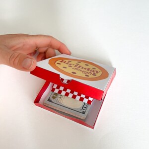 Birthday Money Pizza Box White and Red Dough Funny Money Holder Gift Printable Download for Last ...