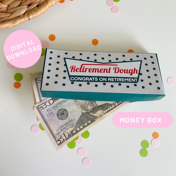 Retirement Money Gift Mini Donut Box Money Holder Retirement Dough Funny Card for Donut Lover Money Box Insert | Funny Money Envalope