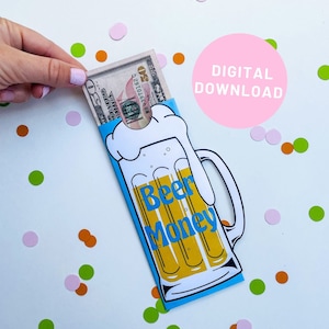 Sobre de regalo de dinero de cerveza para regalos en efectivo, fondos de bebida, inserto para regalo de chico o amante de la cerveza, 21 cumpleaños, graduación en efectivo o regalo de papá, Día del Padre