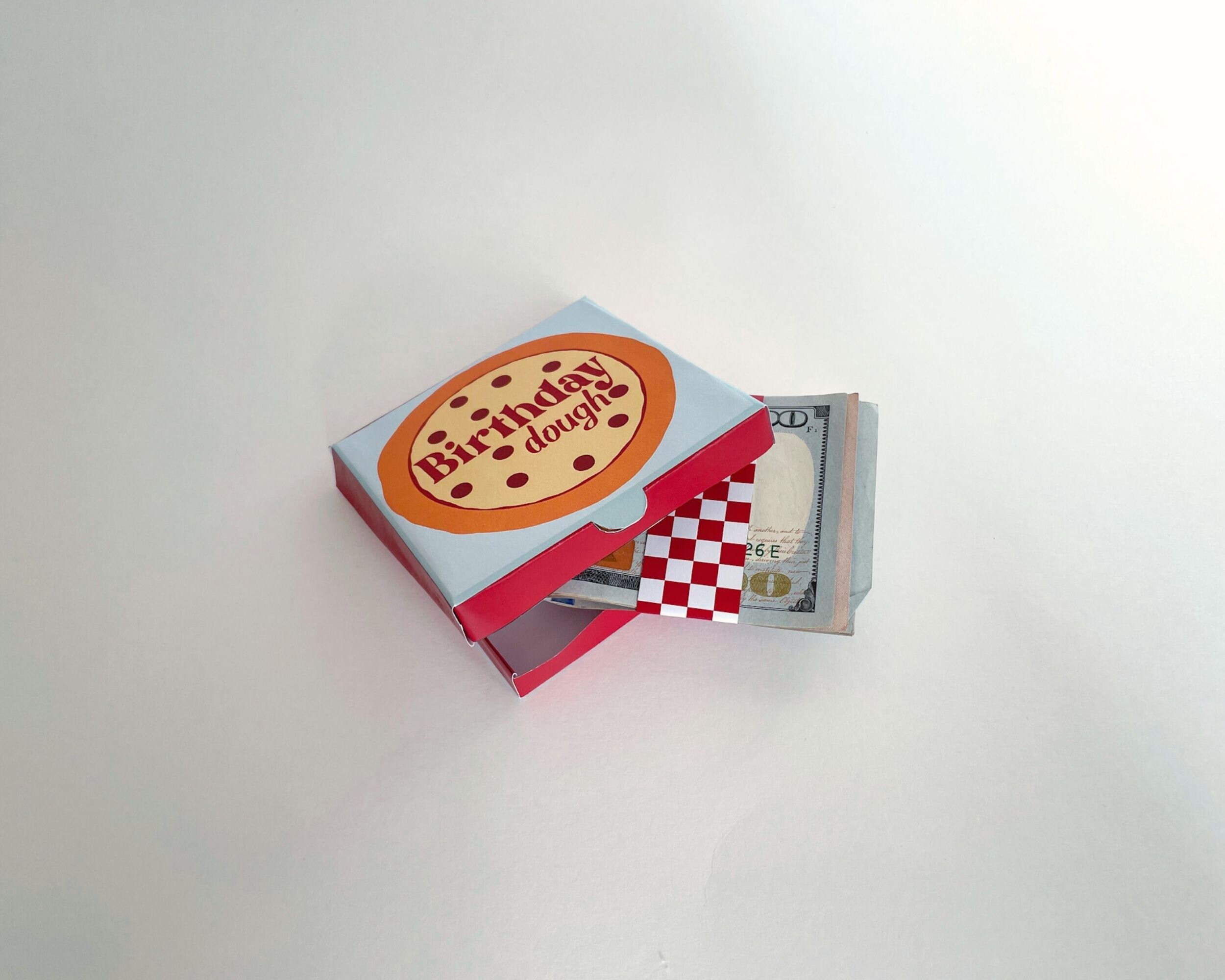 Birthday Money Pizza Box Blue and Red Dough Funny Money Holder Gift Printable Download for Him ...