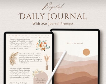 Digitaal dagblad | Portret minimalistisch terracotta abstract Boho Daily Journal voor iPad, Android-tablet, GoodNotes en Notability