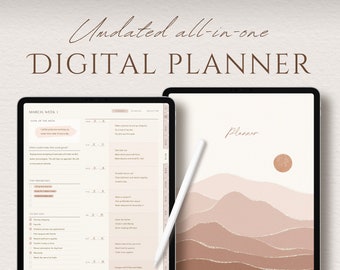 Minimalist Boho Digital Planner: Undated, Daily, Weekly, Monthly (PDF) - for GoodNotes, Notability