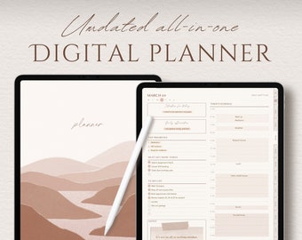 Minimalist Boho Digital Planner: Undated, Daily, Weekly, Monthly (PDF) - for GoodNotes, Notability