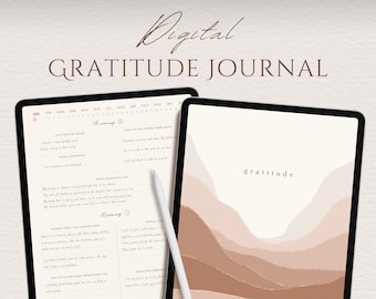 Digitales Dankbarkeit Journal | Tägliches Dankbarkeit Fünf-Minuten-Reflexions-Tagebuch für Achtsamkeit & Wellness | iPad, Android, Goodnotes, Notability