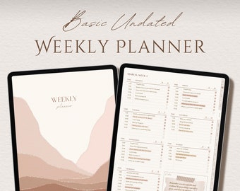 Minimalist Boho Digital Weekly Planner: Undated for GoodNotes, Notability (PDF)