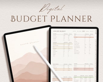 Digital Budget Planner | Minimalist Monthly Paycheck and Savings Finance Planner for Building Wealth on iPad, Android GoodNotes & Notability