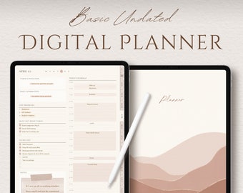 Digitale Planner | Ongedateerde eenvoudige minimalistische Boho Terracotta dagelijkse, wekelijkse, maandelijkse planner voor iPad, Android, GoodNotes en Notability