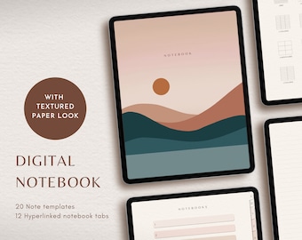 Digital Notebook | Hyperlinked Neutral Terracotta Minimalist Portrait Digital Notebook for iPad, Android Tablet, GoodNotes, & Notability