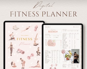 Digital Fitness Planner | Glow Up Planner | Undated Workout Exercise Planner for Health & Weight Loss | iPad, Android, GoodNotes, Notability