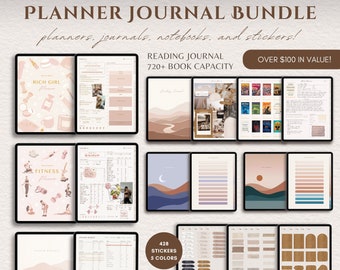 Digitale plannerbundel | Journaal lezen, fitness, budget, zelfzorg, student, Rich Girl Planner, notitieboekjes, stickers op iPad Android-tablet