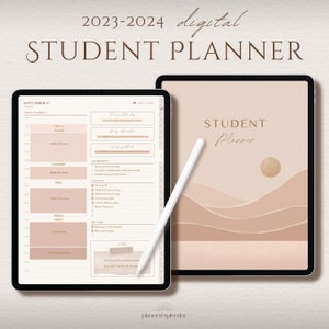 Digital Student Planner | 2023-2024 Academic College Study Planner | Monthly, Weekly, Daily Planner for iPad, Android, GoodNotes, Notability