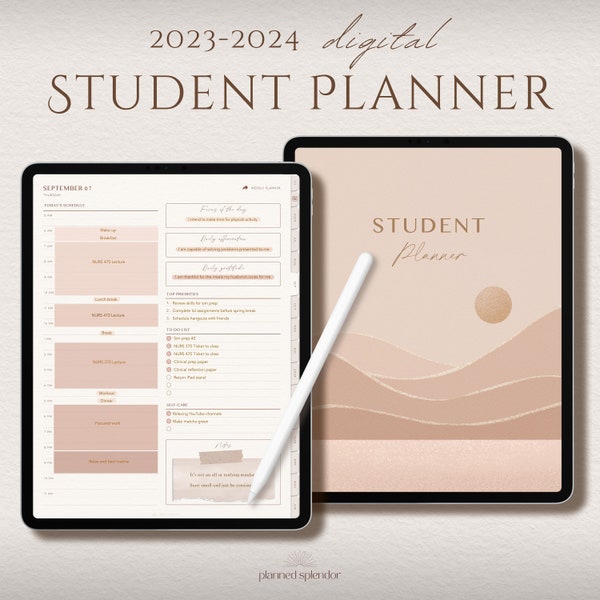 Digitaler Studentenplaner | Studienplaner für akademische Hochschulen 2023–2024 | Monats-, Wochen- und Tagesplaner für iPad, Android, GoodNotes, Notability