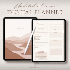 Digital Planner | All-in-One Undated Daily, Weekly, Monthly Minimalist Boho Terracotta Planner for iPad, Android, GoodNotes, Notability