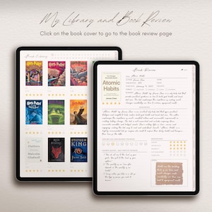 Diario di lettura digitale/Diario di pianificazione di lettura boho minimalista riutilizzabile con recensione di libri per iPad, tablet Android, GoodNotes e Notability immagine 3