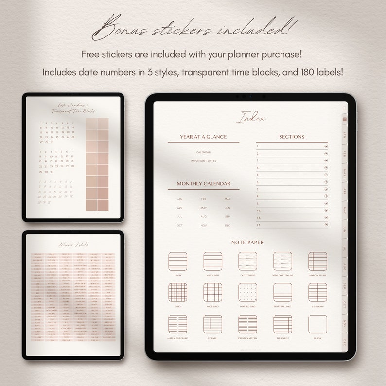 Grundlegender digitaler Wochenplaner Undatierter Monats und Wochenplaner Boho Minimalistischer Planer für iPad, Android-Tablet, GoodNotes, Notability Bild 9