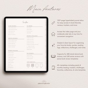 Digitales Lesetagebuch Wiederverwendbares minimalistisches Boho-Leseplaner-Tagebuch mit Buchrezension für iPad, Android-Tablet, GoodNotes und Notability Bild 2