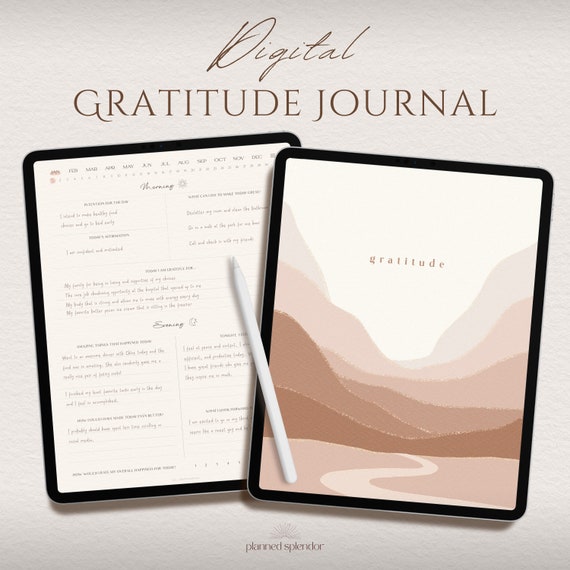 Digital Gratitude Journal: Five Minute Daily Reflection, Mindfulness (PDF) - for GoodNotes, Notability
