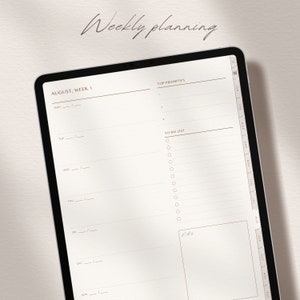 Grundlegender digitaler Wochenplaner Undatierter Monats und Wochenplaner Boho Minimalistischer Planer für iPad, Android-Tablet, GoodNotes, Notability Bild 3