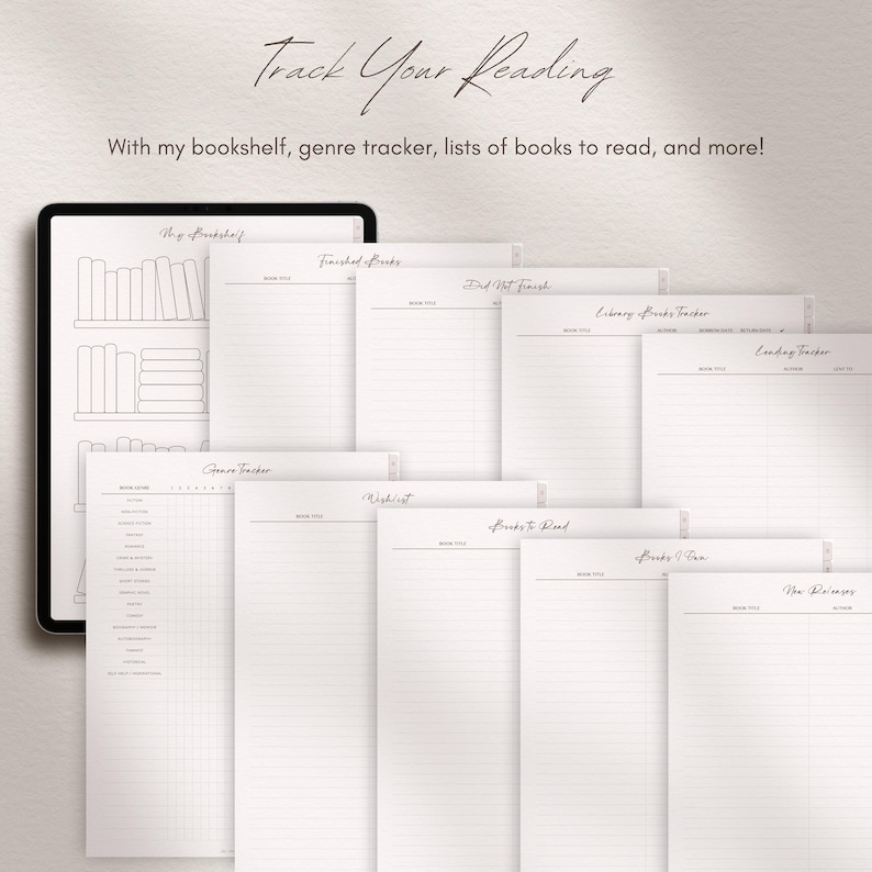Digitaal leestijdschrift Herbruikbaar minimalistisch Boho Reading Planner Journal met boekrecensie voor iPad, Android-tablet, GoodNotes & Notability afbeelding 7