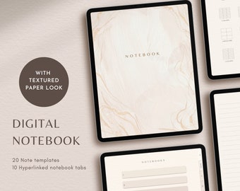 Digitales Notizbuch | Hyperlinked Neutral Minimalist Portrait Digital Notebook für iPad, Android Tablet, GoodNotes und Notability