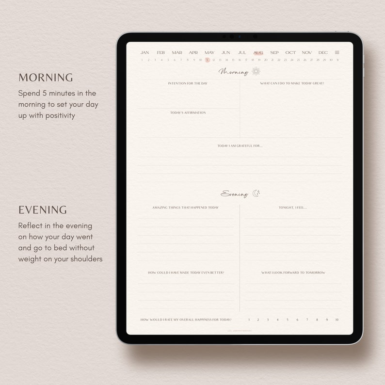 Digital Gratitude Journal: vijf minuten dagelijkse reflectie, mindfulness (pdf) - voor GoodNotes, Notability afbeelding 3