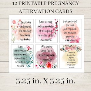 Descarga digital Tarjetas de afirmación de embarazo empoderadoras, tarjetas para aumentar la confianza, bienestar durante la maternidad, PDF, JPG
