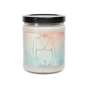 Pregnant Minimalist One Line Drawing Candle, Women&#39;s Empowerment, Pregnancy Art Candle, Gift for Her, Baby Shower Gift