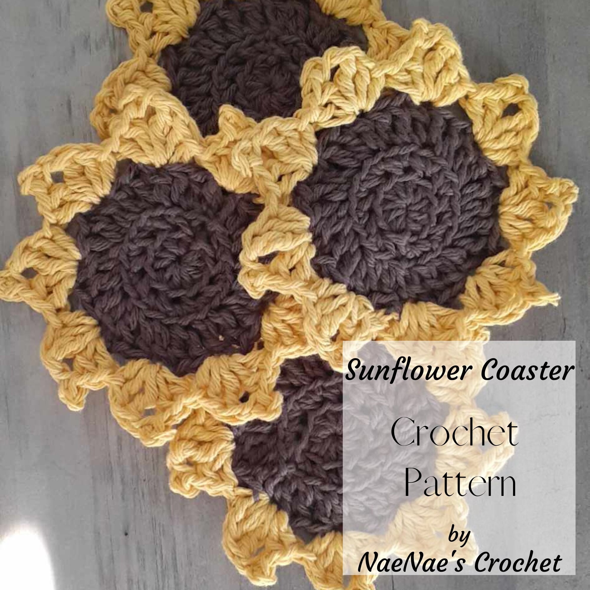 Crochet Sunflower Coaster Pattern, Beginner Easy US Terms (digital ...