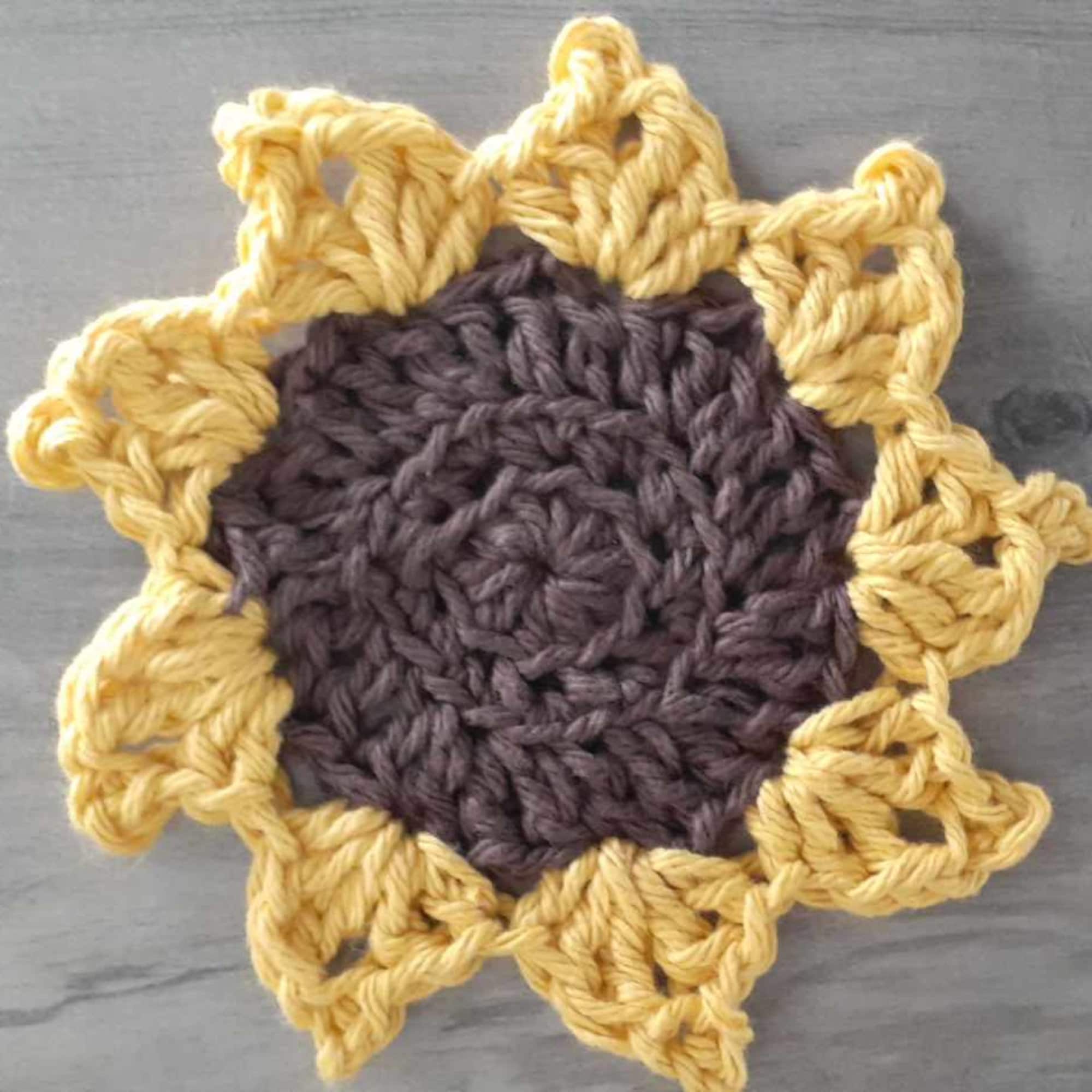 Crochet Sunflower Coaster Pattern, Beginner Easy US Terms (digital ...