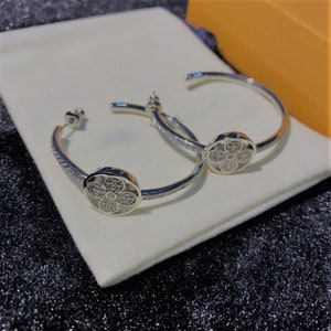 Silver Rhinestone Hoop Earrings