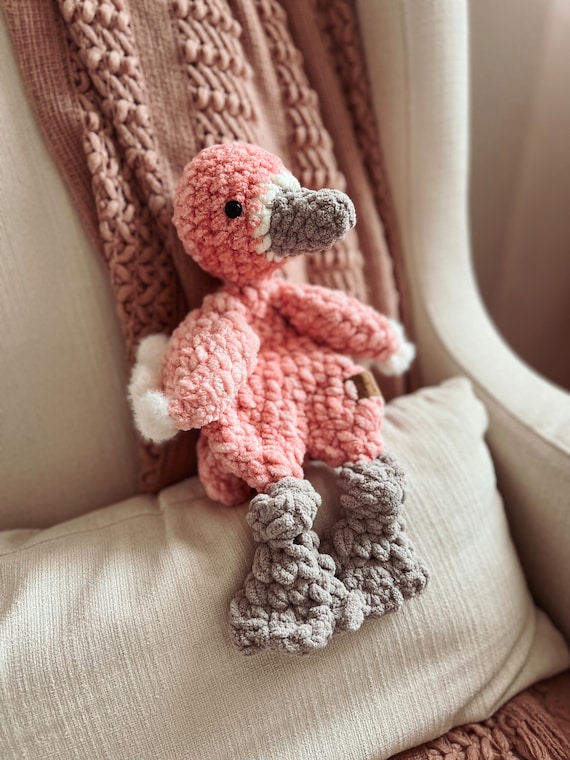 Crochet Flamingo Lovey Flamingo Snuggler Gift for Kids Flamingo Stuffed Animal Kids Lovey Baby Shower Gift Made to Order