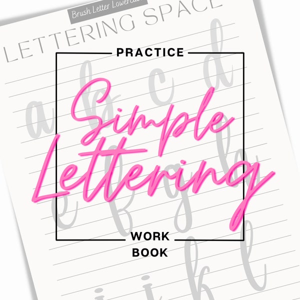 Angelina Brush stroke | Simple lettering workbook | hand lettering practice | printable sheets