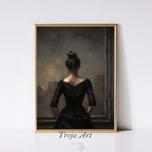 TROJA’S PICK (special discount)  Moody Dark Academia Digital Print | A Woman at the Exibition | Oil Painting Wall Art | Downloadable Prints