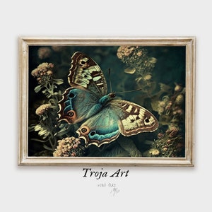 TROJA’S PICK (special discount)  Butterfly Oil Painting, Wall Art, Vintage Gothic Printable Download, Instant Printable Wall Art