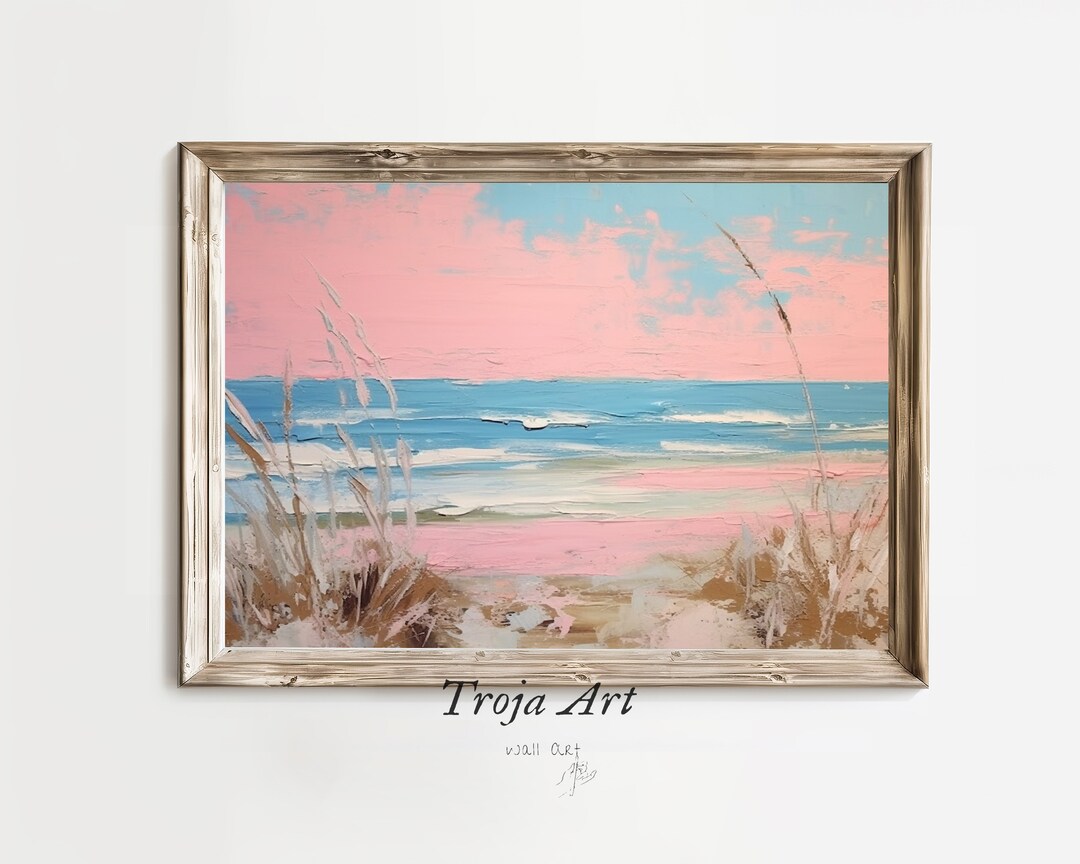 Silience Coastal Printable Wall Art Retro Coastal Wall Art Pink Coastal