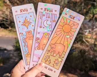 Tarot Card Bears | Holographic Handmade Bookmark