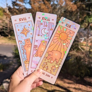 Tarot Card Bears | Holographic Handmade Bookmark