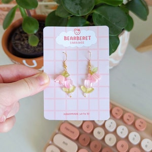Pastel Pink Flower Fairycore Earrings