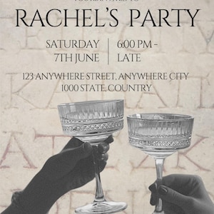 Greek-Inspired Cocktail Party Invitation | Editable Canva Template | Vintage Toast Invite | Ancient Theme Printable | Digital Download