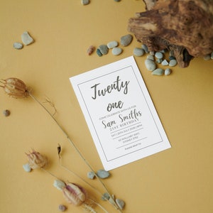 Birthday Invitation TEMPLATE Canva Invite Download Editable Modern Event Party Celebration Twenty One 21st Bday Invitation