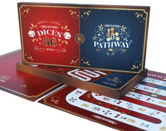 Dices66 & Pathway66 - 2games in one box, board game for family, party, fun, beer time or nice birthday gift for those who like to roll dice