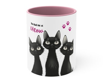 Three Cats Ceramic Mug - Perfect Gift for Cat Lovers - Cat Coffee Cup, Accent Coffee Mug, 11oz