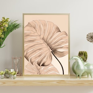 Minimalist Monstera: Delicate Line Drawing Print - Elegant Black & White Swiss Cheese Plant Art - Modern Botanical Wall Decor