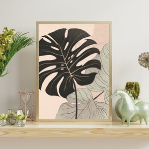 Minimalist Monstera: Delicate Line Drawing Print - Elegant Black & White Swiss Cheese Plant Art - Modern Botanical Wall Decor