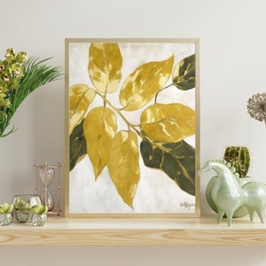 Vibrant Golden Pothos Painting - Minimalist Modern Plant Print - Lively Botanical Wall Decor - Indoor Gardening Artwork