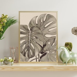 Minimalist Monstera: Delicate Line Drawing Print - Elegant Black & White Swiss Cheese Plant Art - Modern Botanical Wall Decor