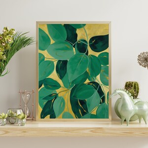 Vibrant Golden Pothos Art - Minimalist Modern Plant Print - Lively Botanical Wall Decor - Indoor Gardening Artwork