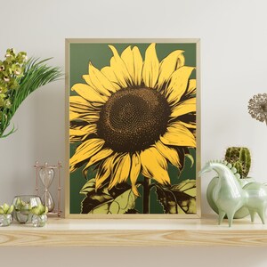 Sunflower Pop Art - Vibrant and Bold Floral Wall Art, Botanical Inspiration, Modern and Contemporary Style for Home and Farmhouse Decor