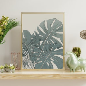 Elegant Simplicity: Minimalist Monstera Deliciosa - Line Drawing Art - Black and White Botanical Decor